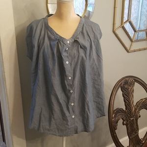 Blue Lightweight Rare Chambray Swing Babydoll Oversized Runway Sample Top.